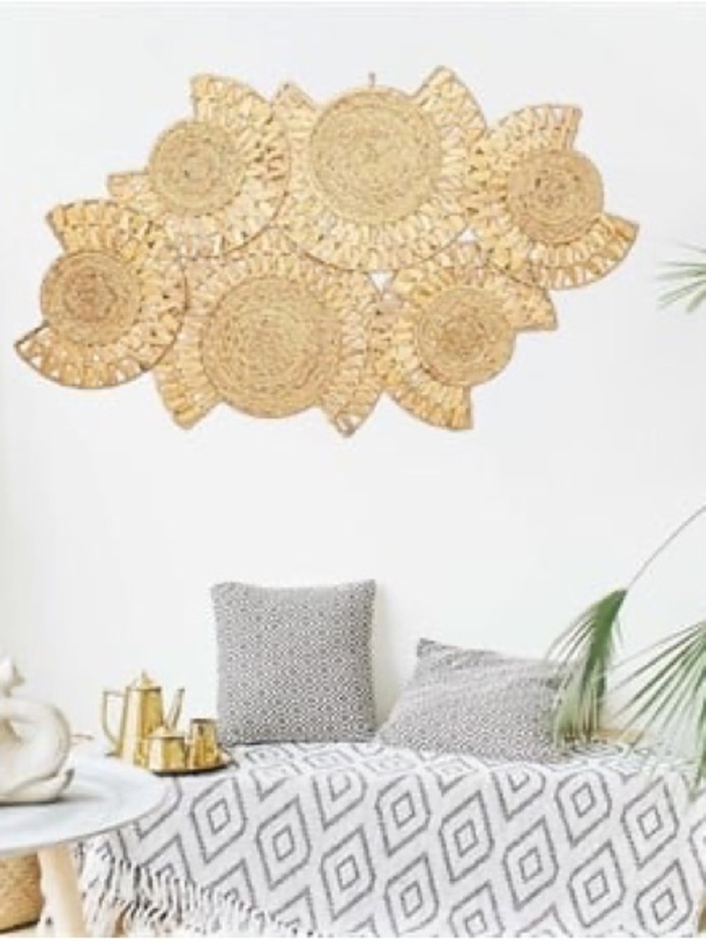 PEMAR Set of 6 Boho Wicker Wall Art Baskets